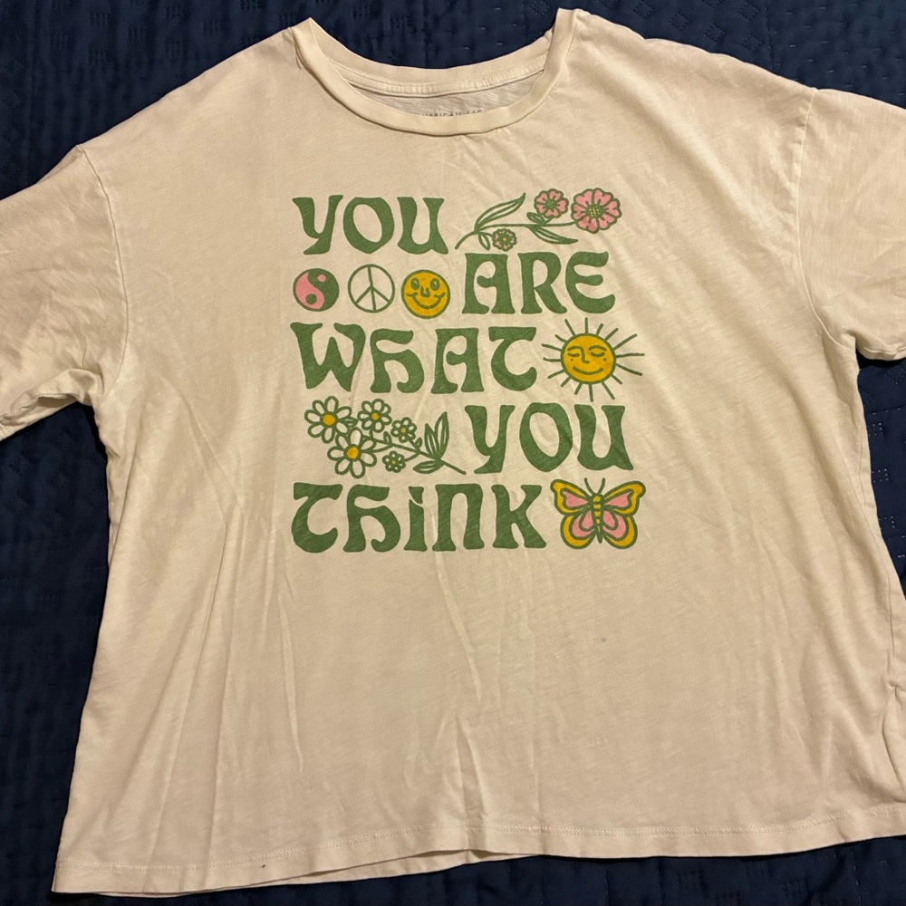 Cream Graphic T-Shirt with Positive Message